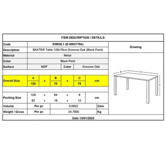 BAXTER Table 120x70cm... 2