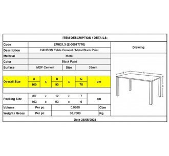 HANSON Table 160x90cm... 2