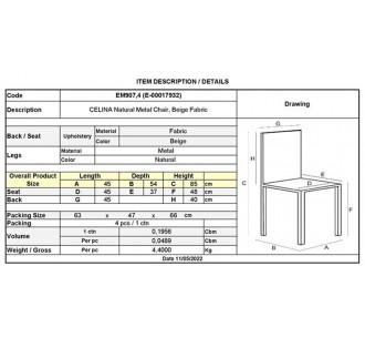 CELINA Natural Metal Chair,... 2