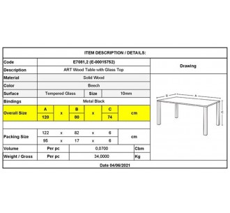 ART Wood Table 120x80cm... 2