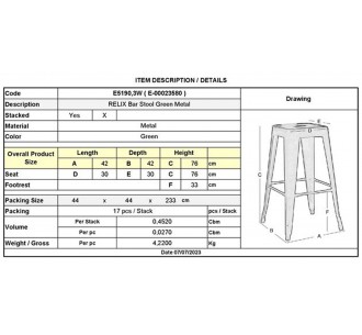 RELIX Bar Stool Green Metal 2