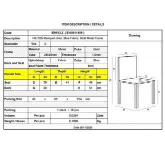HILTON Banquet chair/Gold... 2
