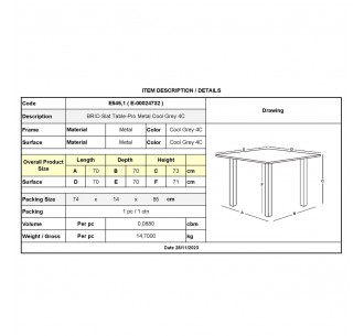 BRIO Slat Table-Pro 70x70cm... 2