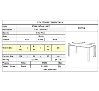 ART Table 120x80cm Black 2