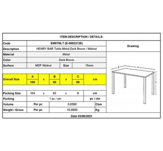HENRY BAR Table 100x60cm... 2