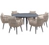 Ellery beige 7pcs dining set aluminum rope