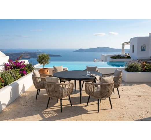 Ellery 7pcs dining set aluminum rope  -2 years guarantee | Avant Garde design