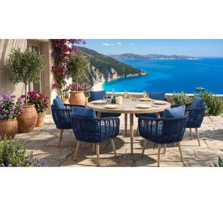 Ellery 7pcs dining set aluminum rope  -2 years guarantee | Avant Garde design
