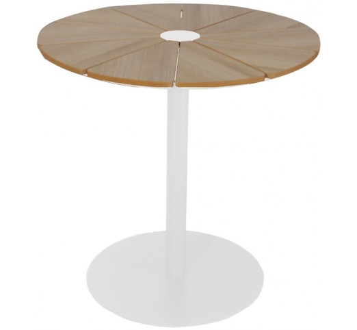 Kieras metal table with polywood slats Ø70x72cm -2 years guarantee | Avant Garde design