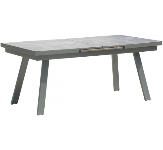Giada aluminum table with glass and teak extension - 2 years guarantee | Avant Garde