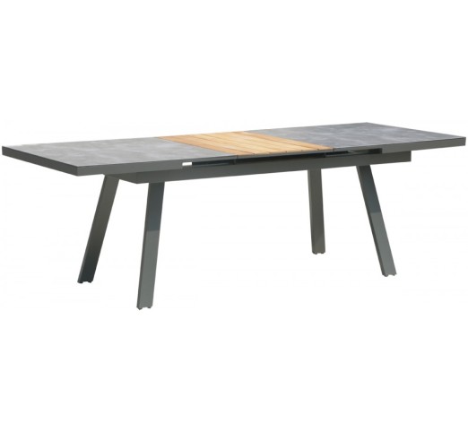 Giada τραπέζι αλουμινίου με τζάμι και teak επέκταση - 2 χρόνια εγγύηση | Avant Garde