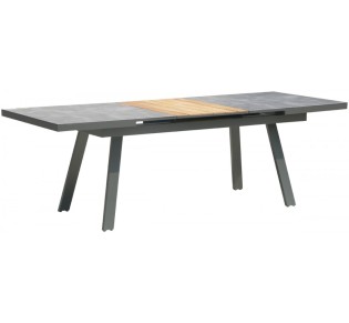 Giada aluminum table with glass and teak extension - 2 years guarantee | Avant Garde