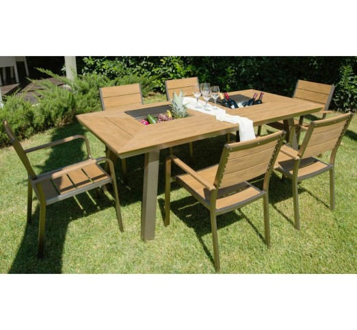 Greenwich aluminum table with ice buckets - 2 years guarantee | Avant Garde