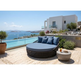 Ellery Aluminium Outdoor Daybed with Cushions & Rope Details