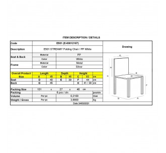 STREAMY Folding Chair PP White 2