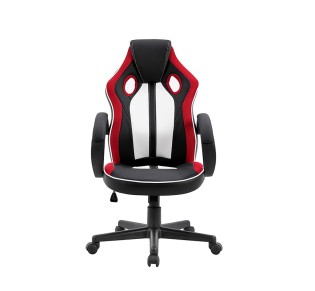 A3950 OFFICE ARMCHAIR 55x65xH107(43)-H117(53)cm / BLACK - RED & WHITE PU