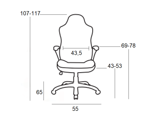 A3950 OFFICE ARMCHAIR 55x65xH107(43)-H117(53)cm / BLACK - RED & WHITE PU