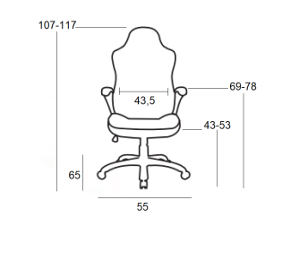 A3950 ΠΟΛΥΘΡΟΝΑ ΓΡΑΦΕΙΟΥ 55x65xH107(43)-H117(53)cm / ΜΑΥΡΗ - ΚΟΚΚΙΝΗ & ΛΕΥΚΟ PU