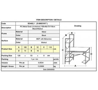 PC Metal Desk (4 shelves)... 2