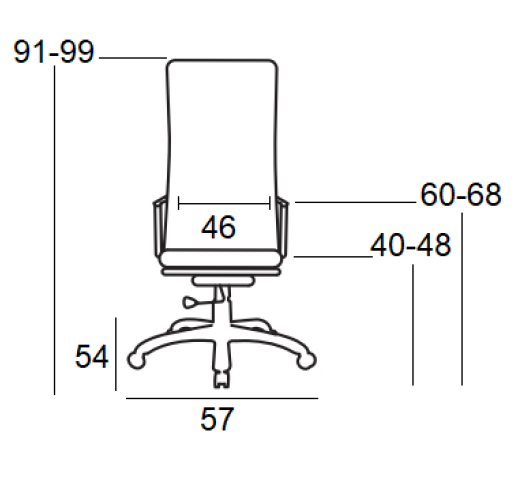 A9880 OFFICE ARMCHAIR 57x54xH91(40)-H99(48)cm / BLACK MESH