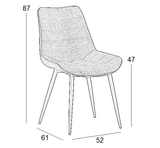 DENIS CHAIR 52X61X87cm / METAL - BLACK FABRIC - S4