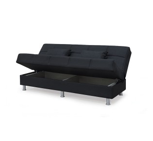 FELINA 3-SEATER SOFA - BED with STORAGE 182x90xH80cm / BLACK FABRIC