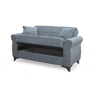 LENA 2-SEATER SOFA - BED with STORAGE 150x80xH75cm / GREY FABRIC