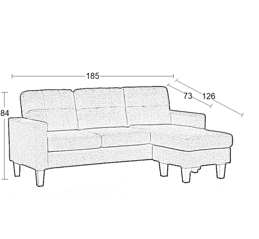 LIANA-S CORNER SOFA 185x126x84cm / BLACK PVC