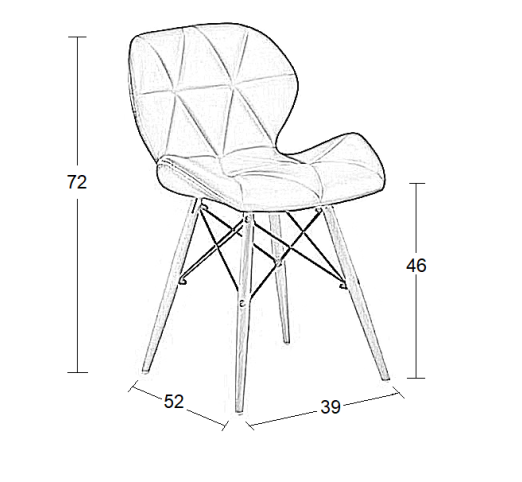 MARGO CHAIR 39x52xH72(46)cm / WOOD - BLACK LEATHER S4