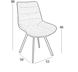 MIRA CHAIR 53x59x86cm / METAL - BLACK FABRIC - S4