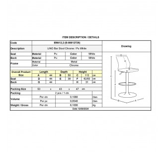 LINO Bar Stool Pu White 2