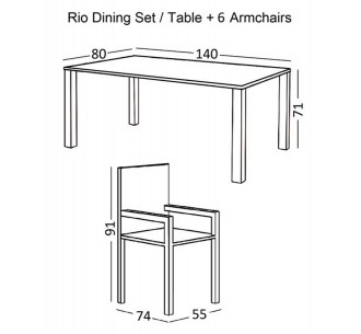 RIO Set(Table 140x80cm+6... 2