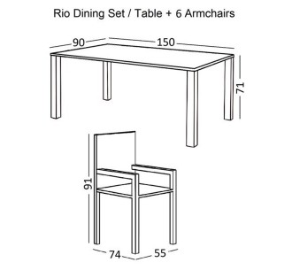 RIO Set Table 150x90cm & 6... 2