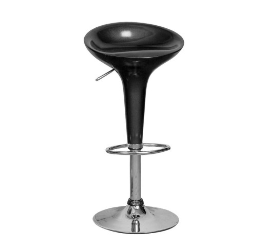 DISCO Σκαμπό BAR, Βάση Χρώμιο, ABS Μαύρο, Ρυθμιζόμενο Ύψος, Περιστρεφόμενο