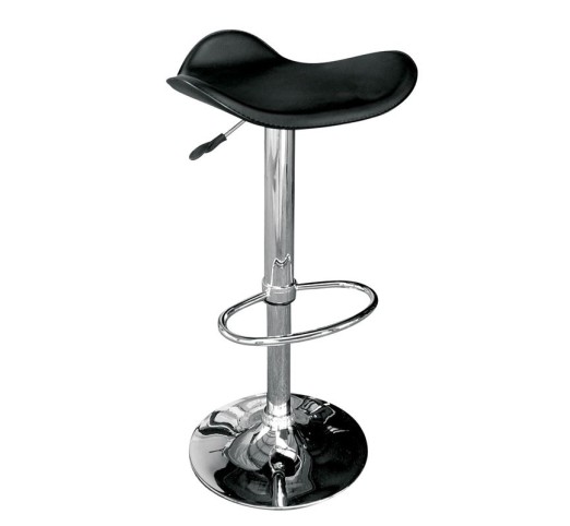 SADDLE Bar Stool Black Pvc/Chromed Base