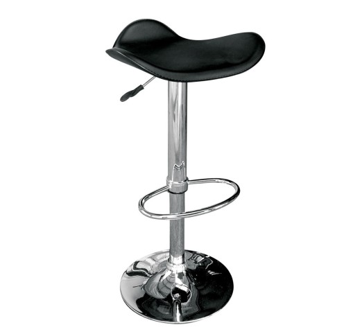SADDLE Σκαμπό BAR, Βάση Χρώμιο, Pvc Μαύρο, Ρύθμιση Ύψους, Περιστρεφόμενο