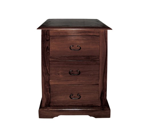 MANDORE Bedside Table with 3 Drawers 45x35x70cm / Sheesham Walnut
