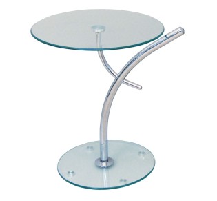 RAVEL Τραπεζάκι Βοηθητικό Ø50xH58cm / Χρώμιο - Γυαλί Clear Tempered 2