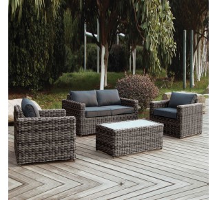 ARIZONA Set-2s Grey/Brown Wicker (Cushions Anthracite) 2