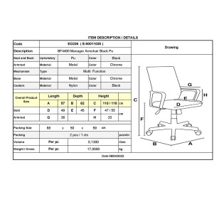 BF4400 Manager Armchair Black Pu