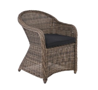 MONTANA Armchair Grey/Brown Wicker (Cushion Anthracite)