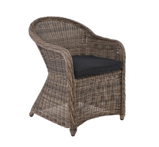MONTANA Πολυθρόνα Τραπεζαρίας Κήπου ALU, Wicker Φ5mm Grey Brown,Μαξιλάρι Ανθρακί 2