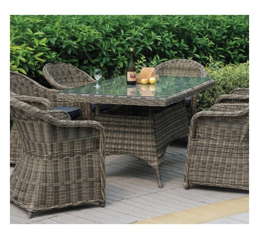 MONTANA Πολυθρόνα Τραπεζαρίας Κήπου ALU, Wicker Φ5mm Grey Brown,Μαξιλάρι Ανθρακί