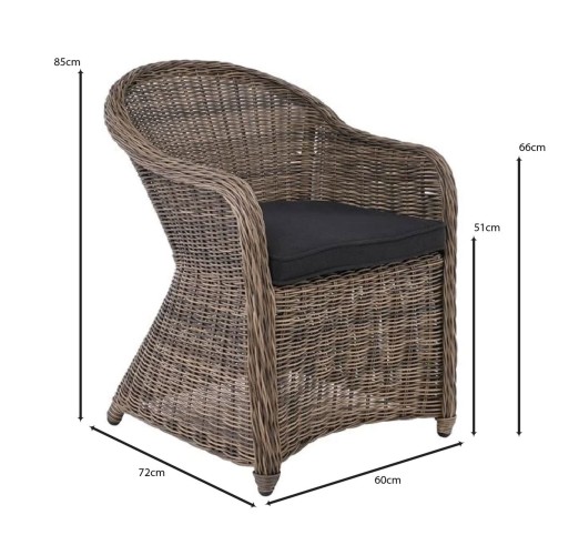MONTANA Armchair Grey/Brown Wicker (Cushion Anthracite)