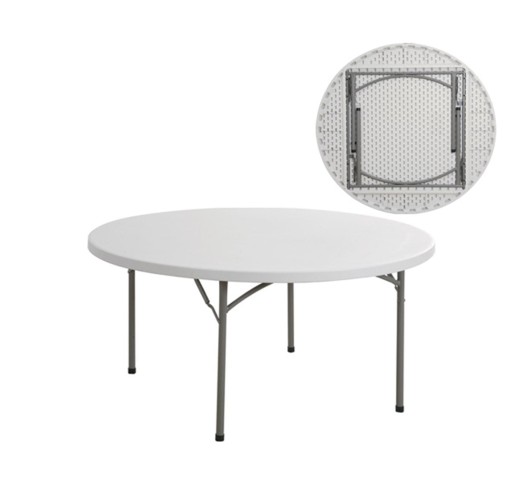 BLOW Τραπέζι Catering - Συνεδρίου Πτυσσόμενο Ø152cm / Μέταλλο Βαφή Γκρι - HDPE Άσπρο 50mm