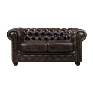 CHESTERFIELD 689 Καναπές 2Θέσιος Σαλονιού - Καθιστικού, Δέρμα Απόχρωση Καφέ