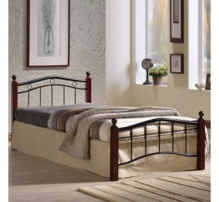 VICTOR Bed 90x200 Metal Black/Wood Walnut