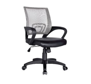 BF2101 Πολυθρόνα Γραφείου με Ανάκλιση, Γκρι Mesh - Μαύρο PU