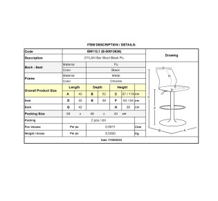 DYLAN Bar Stool Black Pu