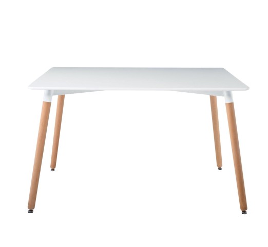 ART Τραπέζι Τραπεζαρίας Κουζίνας 120x80cm / Άσπρο MDF - Πόδια Οξιά Φυσικό